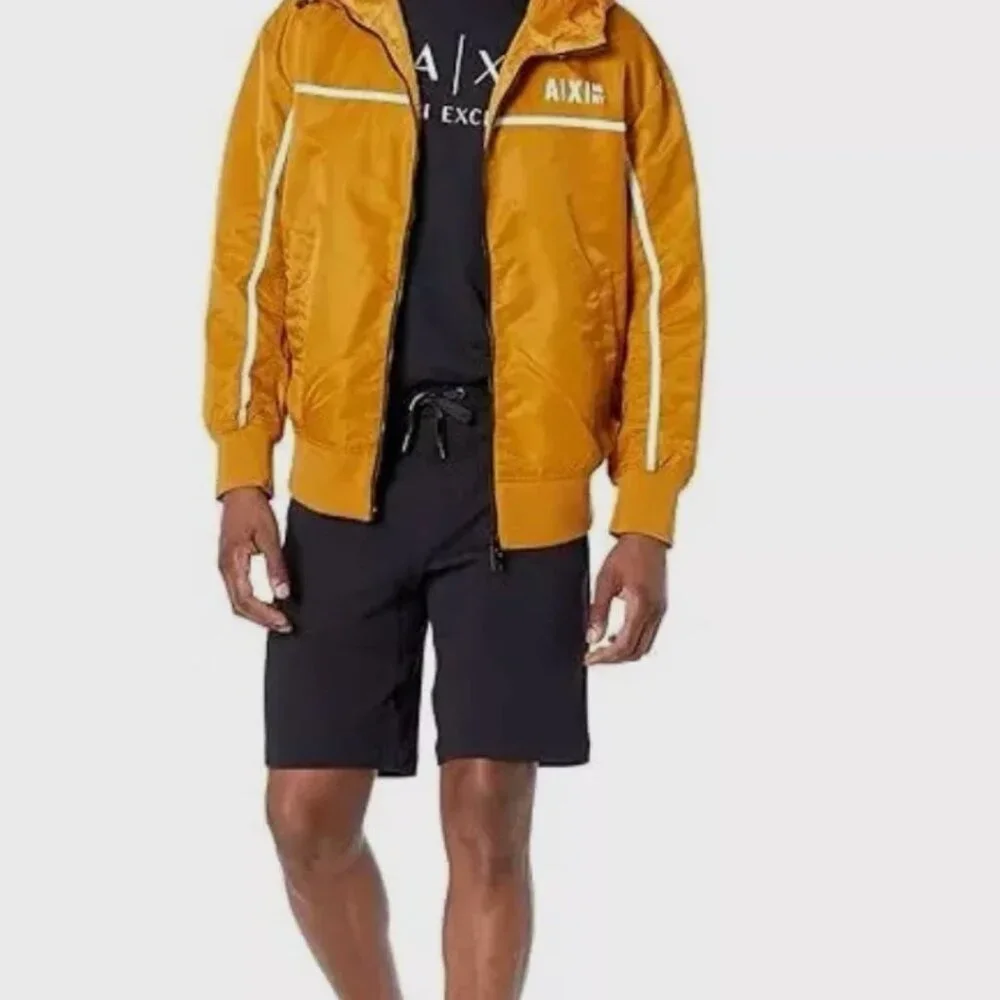 Armani Exchange A|X Men's Full Zip Gold Fashion Hooded Blouson Jacket L - Picture 3 of 7
